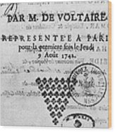 Voltaire: Mahomet, 1742 Wood Print