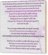 Warning Poem By Jenny Joseph Wood Print