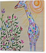 Wild And Crazy Giraffe Wood Print