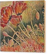 Windblown Poppies Wood Print
