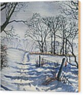 Winter Path To Dane's Dyke Wood Print