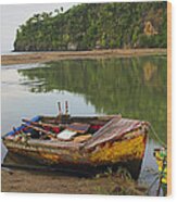 Wooden Boat- St Lucia Wood Print
