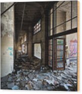 Demolished School Building- Urban Decay Wood Print