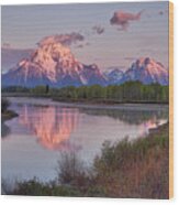 Alpenglow At Oxbow Bend Wood Print