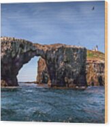 Arch Rock And Lighthouse #1 Wood Print