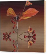 Autumn Leafs And Red Berries #1 Wood Print