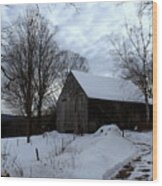 Barn In Winter #1 Wood Print