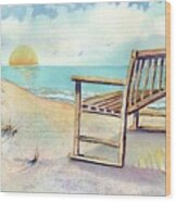 Beach Bench Wood Print