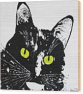 Black Cat Eyes Wood Print