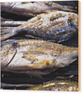 Bream Sea Fish On Grill #1 Wood Print