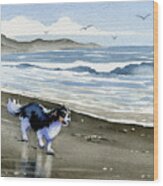 Cavalier King Charles Spaniel At The Beach #2 Wood Print