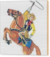 Cowboy With Lasso Wood Print
