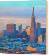 Dawn Skyline San Francisco Painting #2 Wood Print
