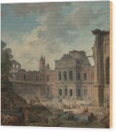 Demolition Of The Chateau Of Meudon Wood Print