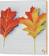 Four Autumn Leaves #1 Wood Print