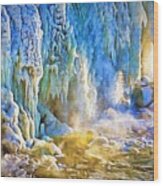 Frozen Waterfall Wood Print