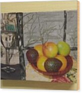 Fruit Bowl And Wine On A Wintry Day Wood Print