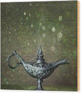 Genie Lamp On Old Book #1 Wood Print