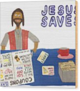 Jesus Saves #1 Wood Print