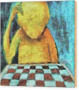 Lonesome Chess Player #1 Wood Print