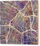 Los Angeles City Street Map #1 Wood Print