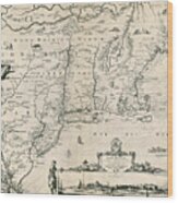 Map Of New Netherland, 1650s #1 Wood Print