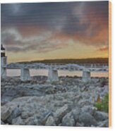 Marshall Point Lighthouse At Sunset, Maine, Usa #1 Wood Print