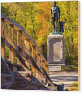 Minuteman Statue At North Bridge Wood Print
