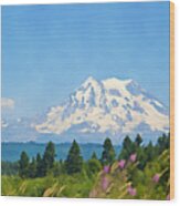 Mount Rainier Watercolor Wood Print