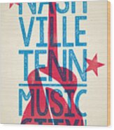 Nashville Poster - Tennessee Wood Print