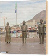 Nobel Square At Waterfront In Cape Town With The Four Statues Of #1 Wood Print