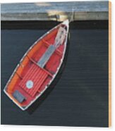 Orange Dinghy Wood Print