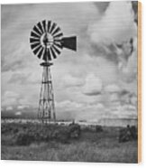 Oregon Windmill Bw Wood Print