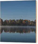 Chilly Morning On Rend Lake Wood Print