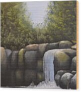 Rocky Falls Wood Print