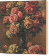 Roses In A Vase #1 Wood Print