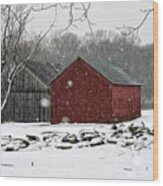 Snow Barns #1 Wood Print