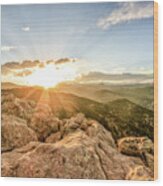 Sunset Over The Mountains Of Flaggstaff Road In Boulder, Colorad #1 Wood Print