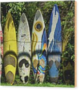Surfboard Fence Maui Hawaii #1 Wood Print