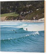 Surfing Carmel Beach #1 Wood Print