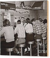 Teens At A Diner, C. 1950s #1 Wood Print