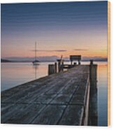 The Jetty To Sunset Wood Print