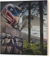 Totem Pole In The Pacific Northwest Wood Print