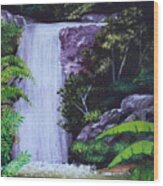 Tropical Waterfall Wood Print