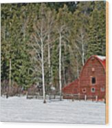 Winter Barn #1 Wood Print