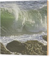 Large Waves Near Pemaquid Point On The Coast Of Maine #11 Wood Print