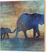 11013 Elephants Wood Print