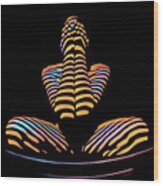 1183s-mak Hands Over Face Zebra Striped Woman Rendered In Composition Style Wood Print