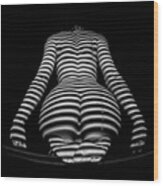 1249-mak Zebra Woman Rear View Striped Sexy Nude Wood Print