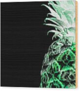 14kl Artistic Glowing Pineapple Digital Art Green Wood Print